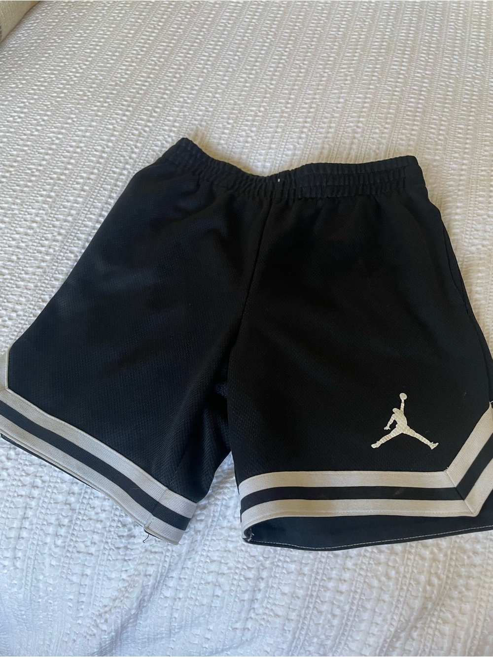 Jordan Kids Black Athletic Basketball Shorts with Silver Trim